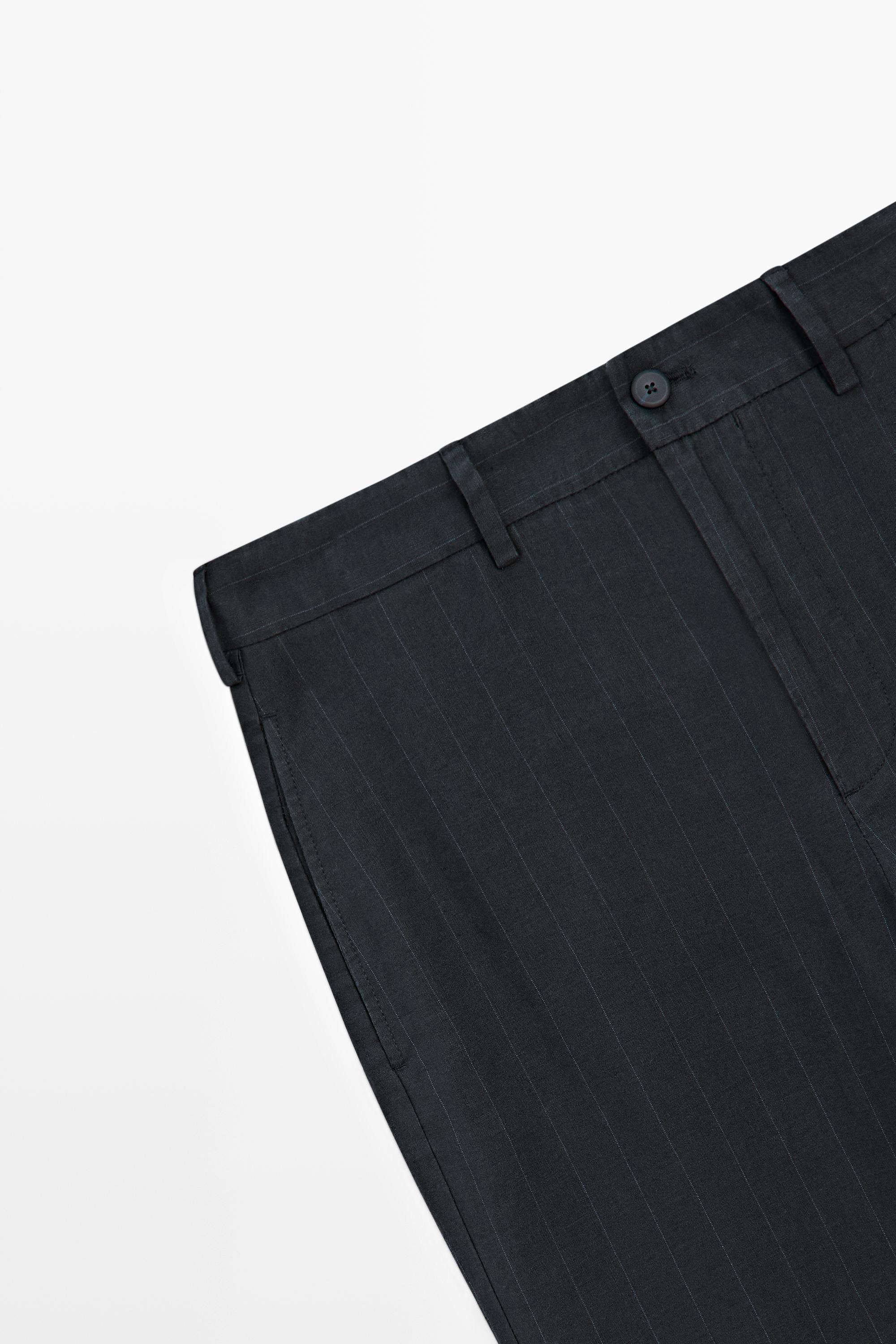 Linen trousers with a striped pattern